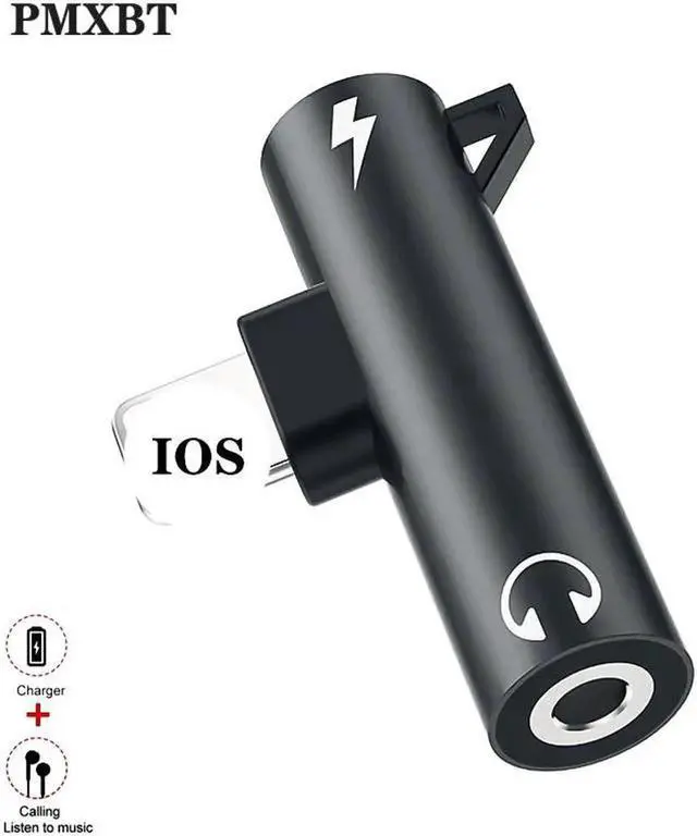 Main image of For Lightning To 3.5mm Jack Adapter 2 in 1 Headphone Audio Music Play And Charger For iPhone X 7 8 Plus Aux Cable Splitter