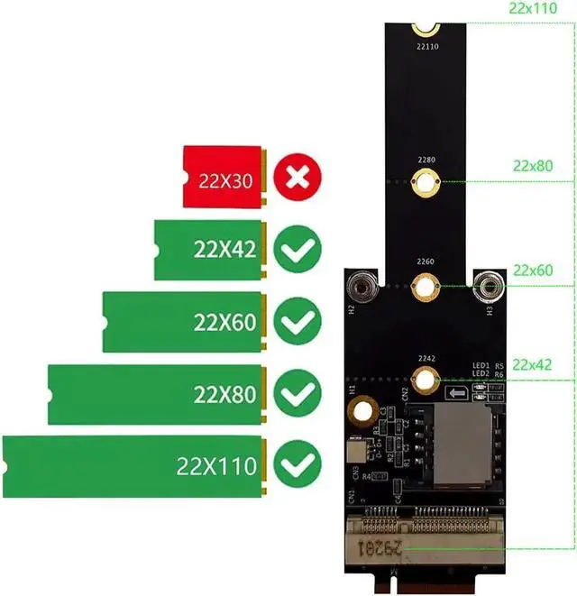 Main image of PCI-E to M.2 NGFF Adapter M Key Converter Card Modulewith SIM Card Slot for Computer Wireless Converter WiFi/WWAN/LTE