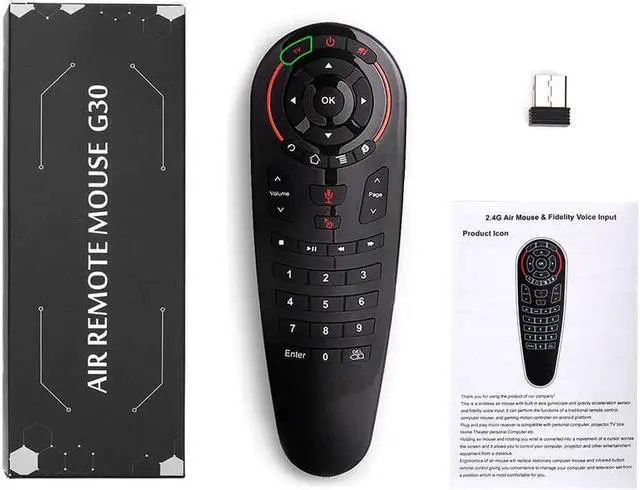 Alt view image 5 of 5 - Voice Remote Control 2.4G Wireless Air Mouse G30 33 keys IR learning Gyro Sensing Smart Remote for Android TV BOX Game PC