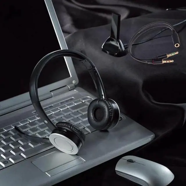 Alt view image 4 of 5 - 3.5mm Jack Microphone Headset Audio Splitter Cable 2 Aux Female to Cables Headphone Computer Extension For phone Male Mic P8P1