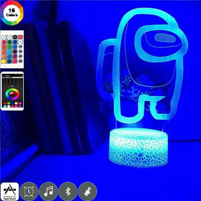 Alt view image 2 of 5 - 7 Colors Change LED Game Among Us 3D Nightlight Visual Illusion Action Figure Toys Novelty Light For Christmas Gift Table Lamp