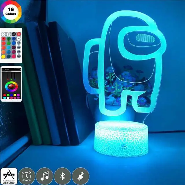 Alt view image 5 of 5 - 7 Colors Change LED Game Among Us 3D Nightlight Visual Illusion Action Figure Toys Novelty Light For Christmas Gift Table Lamp