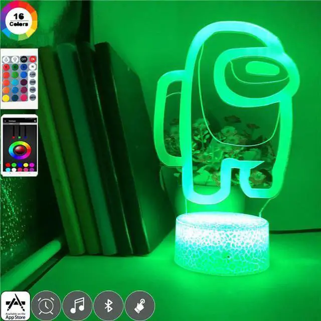 Alt view image 4 of 5 - 7 Colors Change LED Game Among Us 3D Nightlight Visual Illusion Action Figure Toys Novelty Light For Christmas Gift Table Lamp