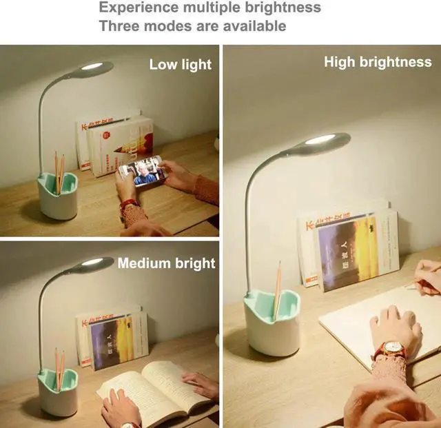 Alt view image 3 of 5 - 1500mah Rechargeable Led table Touch Lamp Desk lamps USB Flexible Children Reading light With phone hoder pen holder