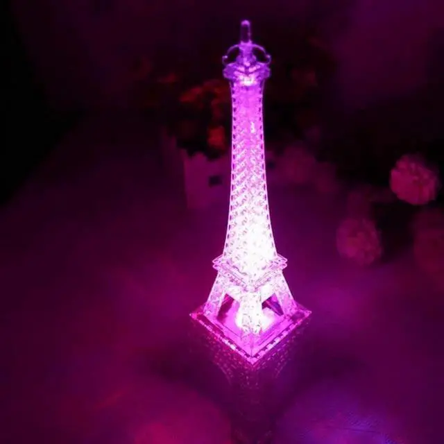 Alt view image 3 of 5 - Acrylic Eiffel Tower Flashing Lamp LED Mini LED Night Light Lamp Night Light Atmosphere Nightlight Desk Lamp