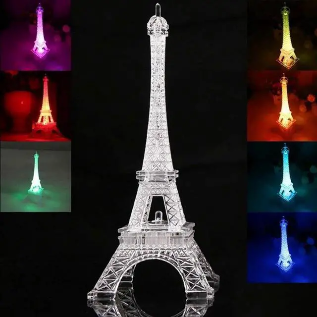 Main image of Acrylic Eiffel Tower Flashing Lamp LED Mini LED Night Light Lamp Night Light Atmosphere Nightlight Desk Lamp