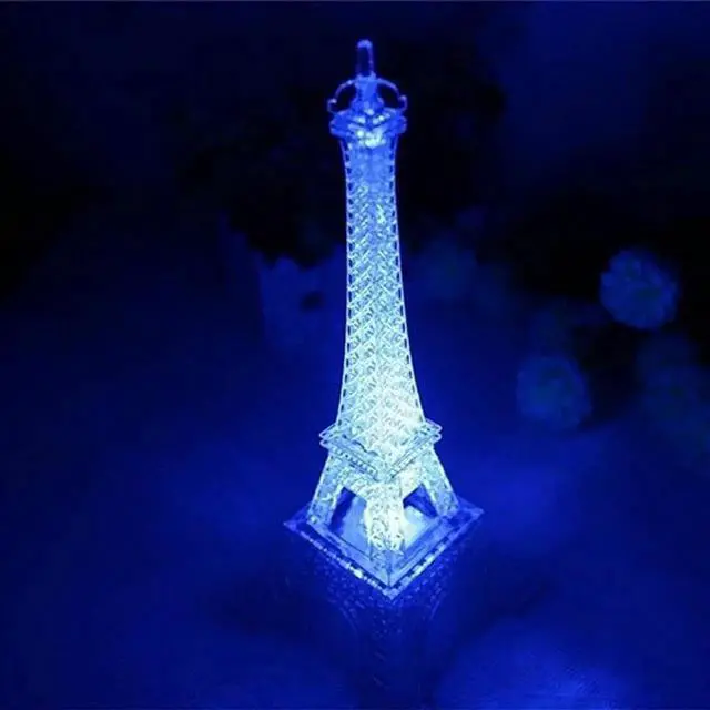 Alt view image 2 of 5 - Acrylic Eiffel Tower Flashing Lamp LED Mini LED Night Light Lamp Night Light Atmosphere Nightlight Desk Lamp
