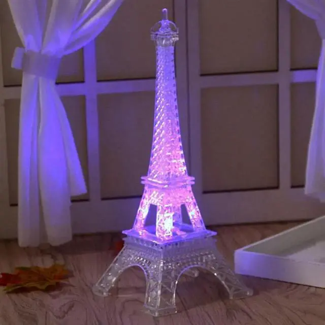 Alt view image 5 of 5 - Acrylic Eiffel Tower Flashing Lamp LED Mini LED Night Light Lamp Night Light Atmosphere Nightlight Desk Lamp