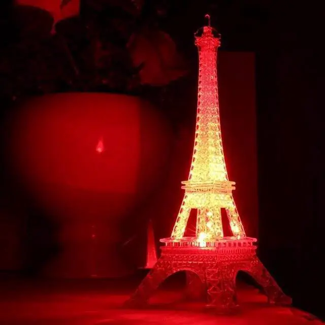 Alt view image 4 of 5 - Acrylic Eiffel Tower Flashing Lamp LED Mini LED Night Light Lamp Night Light Atmosphere Nightlight Desk Lamp