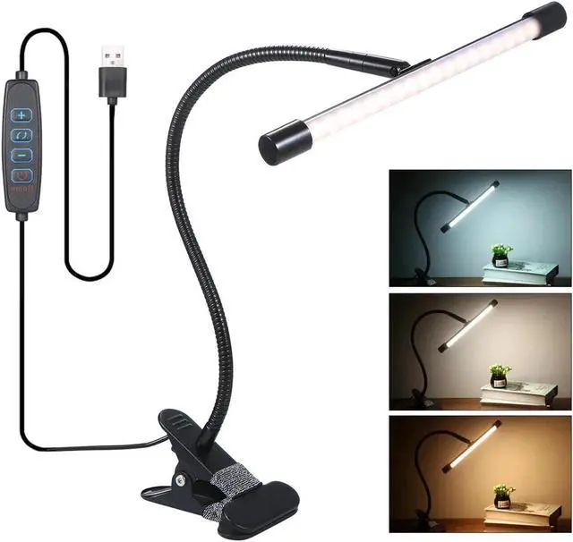 Alt view image 3 of 5 - 10 Levels Dimmable Desk Reading Light Foldable Clamp Clip USB Powered 36 LED Table Lamp DC 5V USB Charging Port Timing Desk Lamp