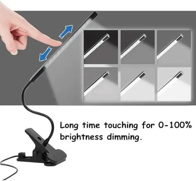 Alt view image 3 of 5 - Table Lamp Usb Study Desk Lamp Adjustable Eye Protection Reading Light Touch Dimmable Flexible Solid Clip Desk Lamp Home