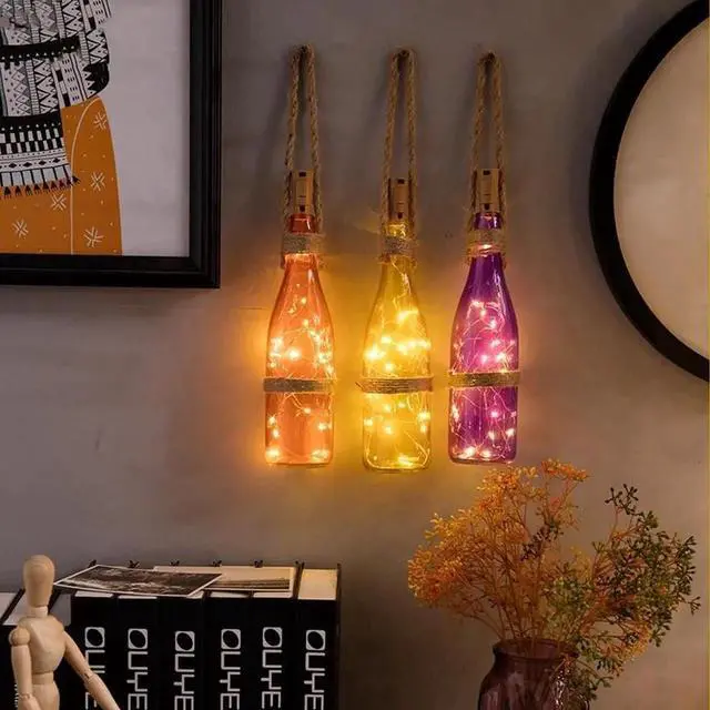 Alt view image 2 of 5 - Lights Silver LED Wine Bottle Lights Battery Powered Cork Shape Glass Bottle Stopper Lamp Christmas Garlands Decor