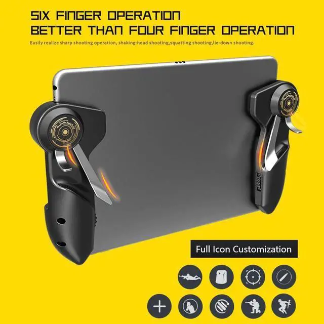 Alt view image 4 of 5 - AKpad6K 2pcs 6 Fingers Tablet Shooting Gaming Button Triggers Gamepad for Ipad Controller PUBG Game Controller Joystick