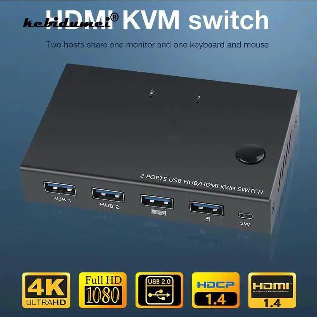 Main image of HDMI KVM Switch 2 Port 4K USB Switch KVM Switcher Splitter Box For Sharing Printer Keyboard Mouse KVM Switch HDMI USB Hub