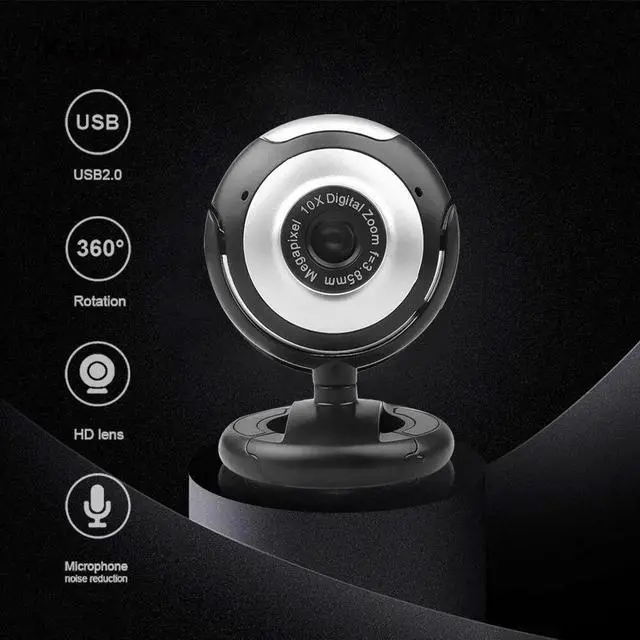 Main image of HD Webcam USB 2.0 Video Web Camera 10X Digital Zoom 360 Degree Rotation Clip-on Computer Webcam with MIC for PC Laptop Camera