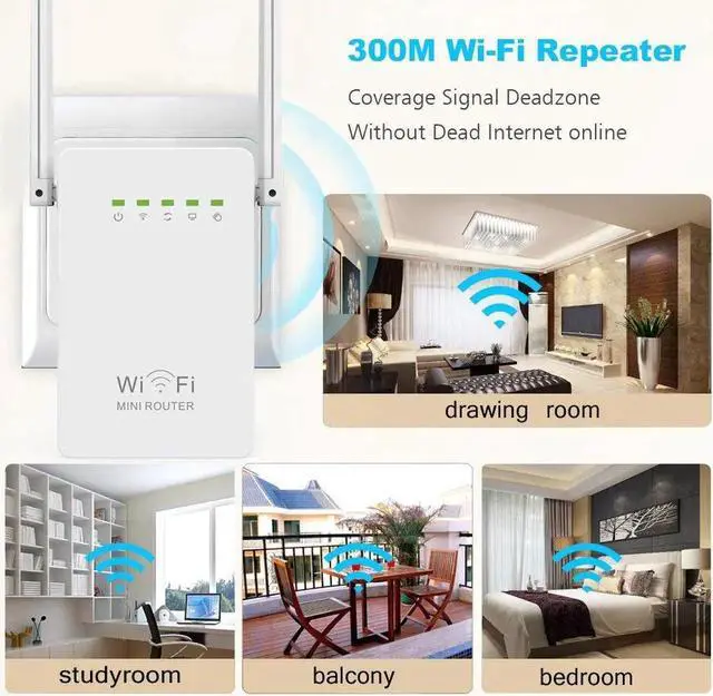 Alt view image 3 of 5 - 300Mbps WiFi Router Amplifier Network Expander Repeater Power Extender Roteador 2 Antenna for TP Router