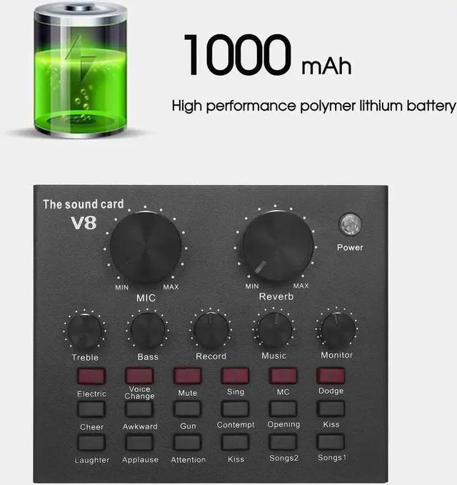 Alt view image 2 of 5 - Mobile Phone Sound Card Bluetooth Microphone Live USB External Sound Card DSP Chip 12 Sound Effects for Phone Computer PC