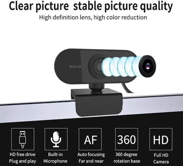 Alt view image 5 of 5 - 2-5 Million Pixels Auto Focus Webcam HD 1080P Webcam Built-in Microphone High-end Video Call Drive- Web Camera for PC Laptop
