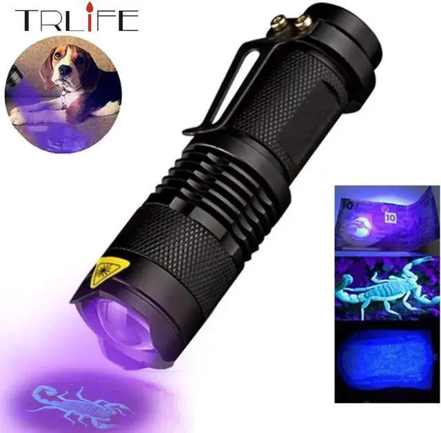 Main image of Flashlight 365nm/395nm Ultra Violet Light Zoomable light Torch Lamp For Marker Checker Detection Using AA/14500 battery