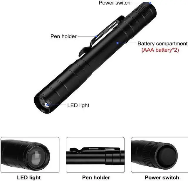 Alt view image 5 of 5 - LED Flashlight UV Light Torch Ultra Violet Battery-Powered Handheld Pen Light Tactical Pocket Torch White/UV Light 2 in 1