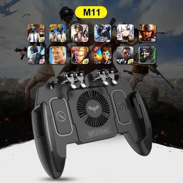 Alt view image 5 of 5 - 6 Finger Game Controller Gamepad Joystick Fire Trigger With Heat Cooling Fan For PUBG