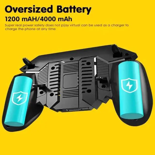 Alt view image 3 of 5 - Mobile Game Controller Gamepad With NEW AK77 Phone Cooler Fan Game Controller Grip 6 Finger TriggerJoystick For PUBG