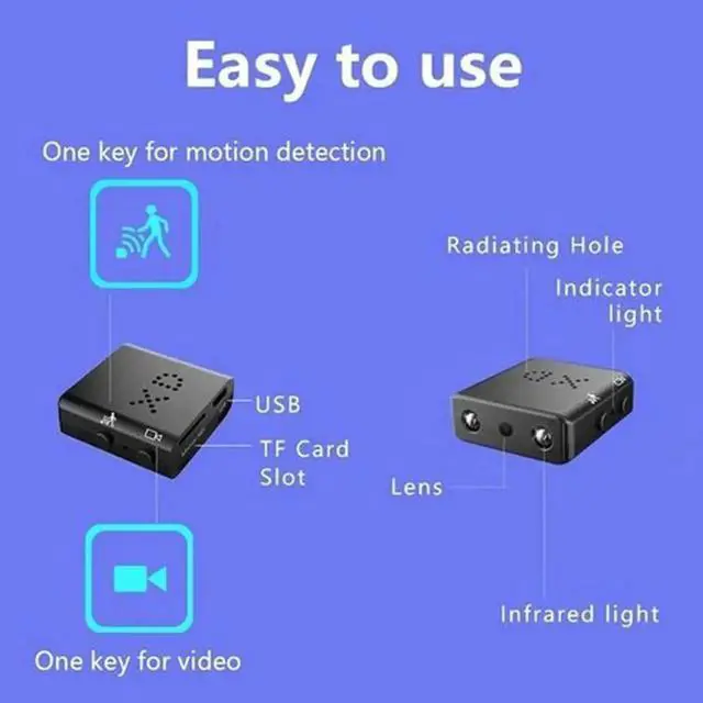 Alt view image 5 of 5 - 1080P XD IR-CUT Mini Camera DVR Camcorder Infrared Motion Detection Surveillance camera Video recorder Sport Cop Cam pk sq11