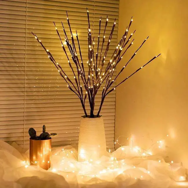 Alt view image 3 of 5 - Willow Tree Branch Lamp Light Natural High Vase Fil Tree Branch Lit By Willow Tree Branch Christmas wedding decoration