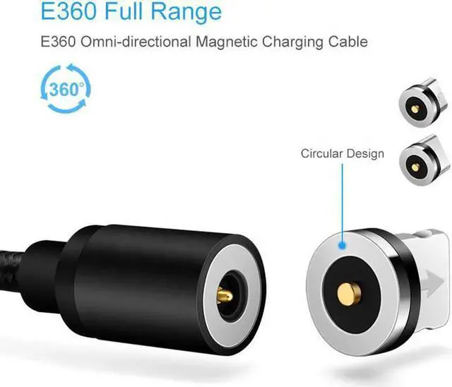 Alt view image 2 of 5 - Charger Micro USB Cable plug Round Cable plug Fast Charging Wire Cord Magnet USB Type C Cable plug