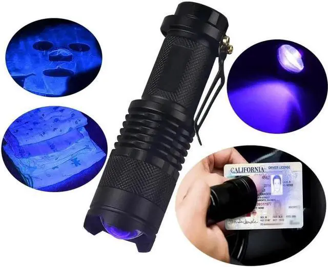 Alt view image 5 of 5 - 365nm & 395nm UV Flashlight Mini Pocket 3w LED UV Light Waterproof Zoomable Ultraviolet Flashlight For Pet Urine Detector