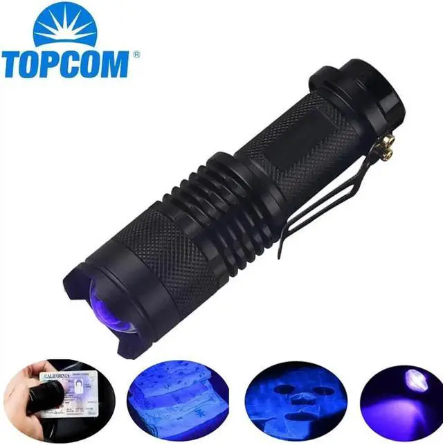 Main image of 365nm & 395nm UV Flashlight Mini Pocket 3w LED UV Light Waterproof Zoomable Ultraviolet Flashlight For Pet Urine Detector