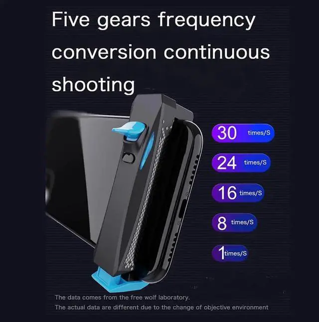 Alt view image 4 of 5 - Mobile Game Controller for Android Ios Phone PUBG Game Trigger 5 Frequency Adjustment Up to 30 Clicks Per Second Red