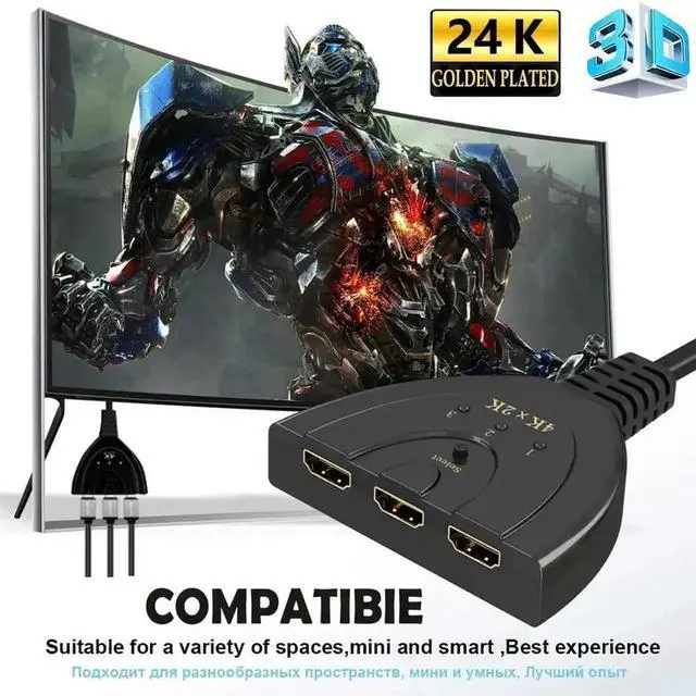 Main image of kvm Switch HDMI Splitter 3in1 hdmi adapter Original 1080P 4K Switcher for HD DVD Xbox PS3 PS4 laptop & PC Projector