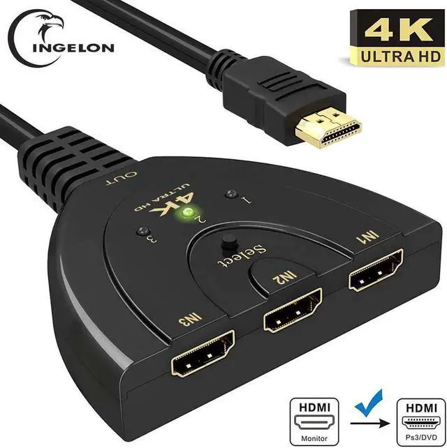 Alt view image 5 of 5 - kvm Switch HDMI Splitter 3in1 hdmi adapter Original 1080P 4K Switcher for HD DVD Xbox PS3 PS4 laptop & PC Projector