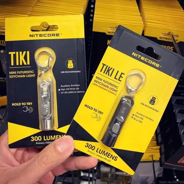 Main image of TIKI LE Mini Futuristic Keychain light USB Charging CRI white UV LEDs Torch max 300 lumen built-in battery flashlight