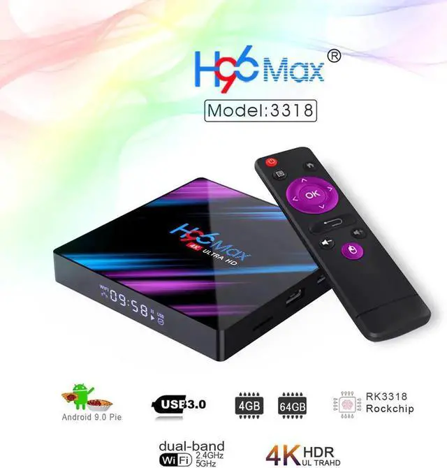 Main image of Max Smart Android TV Box Android 9.0 TV Box 4GB+32GB/64GB 2.4G/5G WiFi RK3318 Quad Core 4K VP9 H.265 BT4.0 HD Media Player