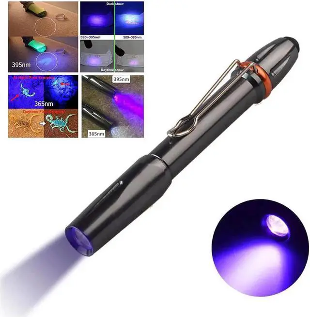 Main image of 365nM 395nM LED UV Penlight 3W Ultra Violet Pen Flashlight Portable Ultraviolet Pen Light With Clip For Money Detect