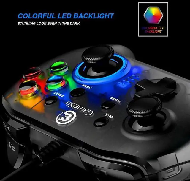 Alt view image 3 of 5 - T4w USB Wired Game Controller for Windows 7/8/10 PC Gamepad with Vibration and Turbo Joystick for Steam Games