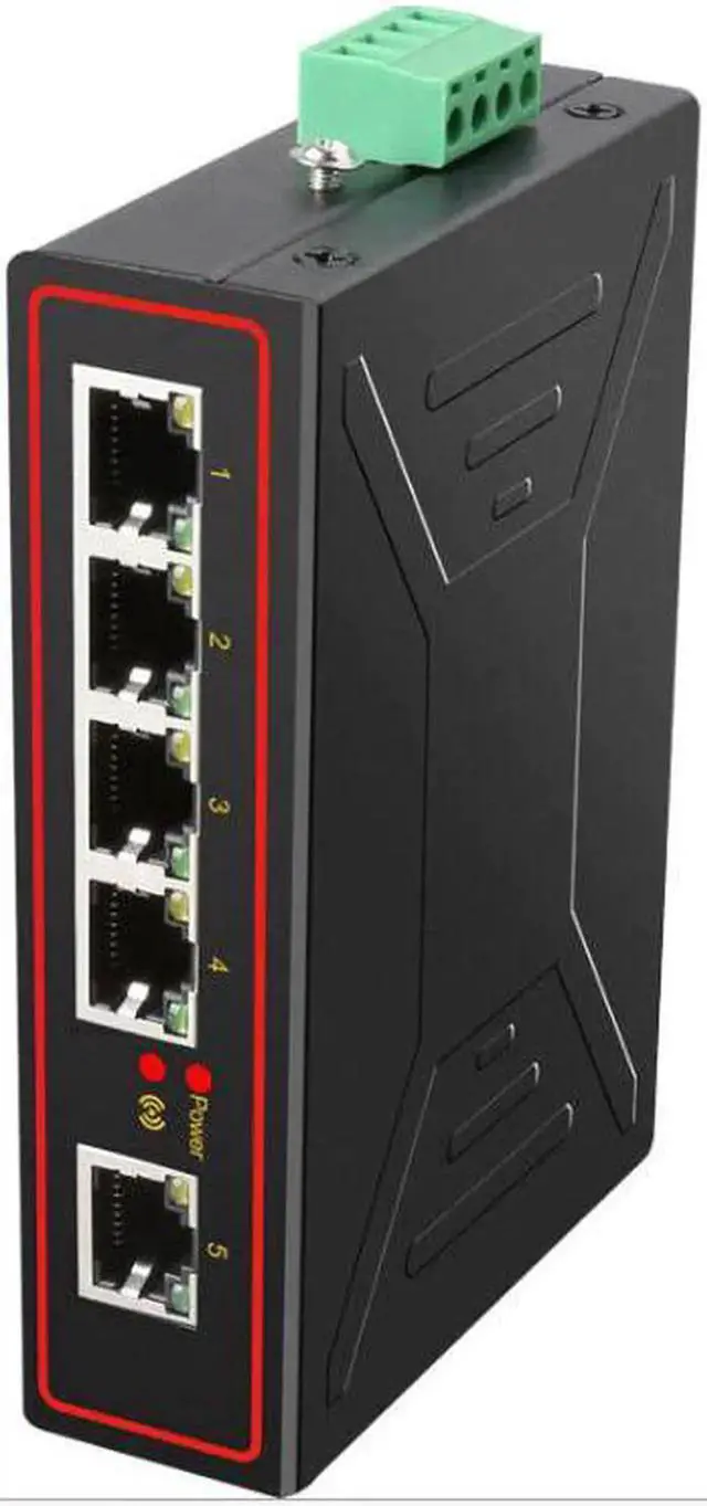 Alt view image 5 of 5 - 5 Ports Industrial Ethernet Switch 10/100/1000Mbp Gigabit Network Switch DIN Rail Type Network Lan Hub adapter Signal Strengthen