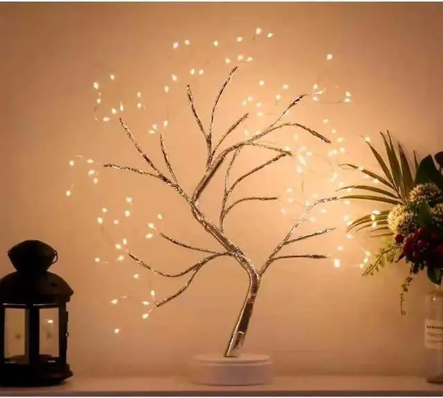 Alt view image 3 of 5 - 108 LED Table Lamp Mini Christmas Tree Night Light USB Battery Power Home Decor Fairy Lights for Bedroom Indoor Holiday Lighting