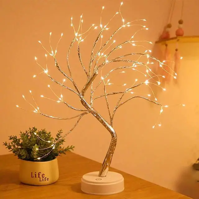 Main image of 108 LED Table Lamp Mini Christmas Tree Night Light USB Battery Power Home Decor Fairy Lights for Bedroom Indoor Holiday Lighting
