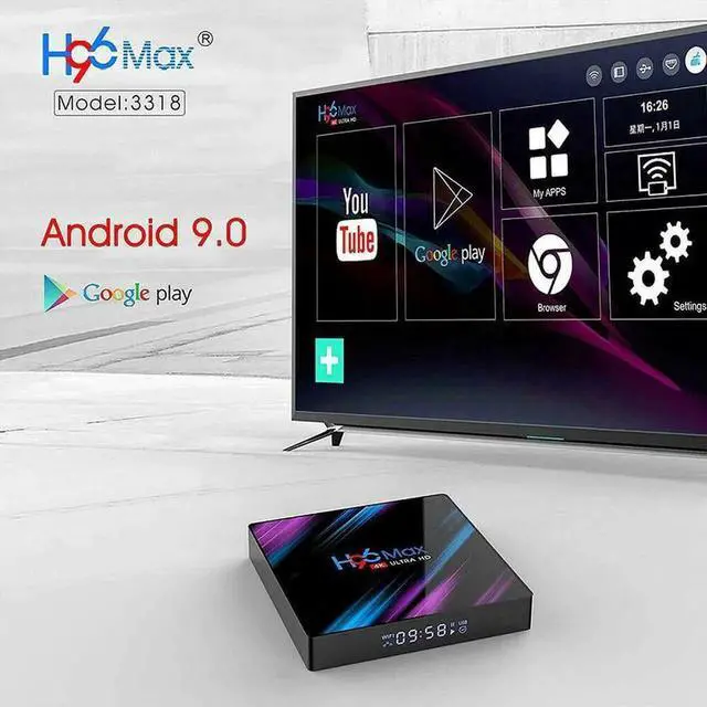 Alt view image 4 of 5 - set top box H96 max tv box Android 9.0 smart tv box USB 3.0 4GB RAM RAM 32GB ROM 4K WiFi Youtube Media player 3D Set-Top