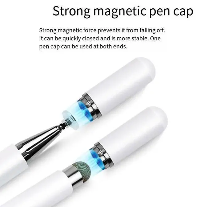 Alt view image 2 of 3 - The new high-precision capacitive pen is suitable for iPad, mobile phones and tablet round disc drawing and handwriting pens with passive magnetic suction touch function. White double-headed shape