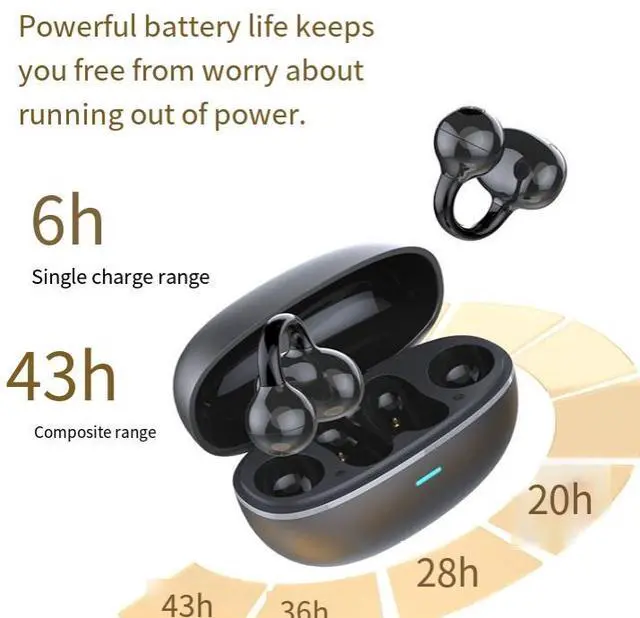 Main image of Bluetooth headphones with long battery life for wireless calls. Over-ear wireless headphones that are comfortable to wear for long periods without causing discomfort. Clip-on OWS headphones. purple