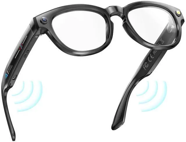 Alt view image 3 of 5 - AI-powered smart glasses with 800W camera for taking photos and videos, object recognition, translation and Bluetooth connectivity.