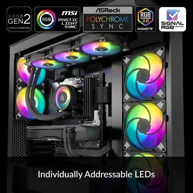Alt view image 4 of 5 - ARCTIC Liquid Freezer III 360 A-RGB - CPU AIO Water Cooler, Water Cooling PC, Intel & AMD, Efficient PWM-Controlled Pump, Fan: 200-2000 RPM, LGA1851 and LGA1700 Contact Frame - Black