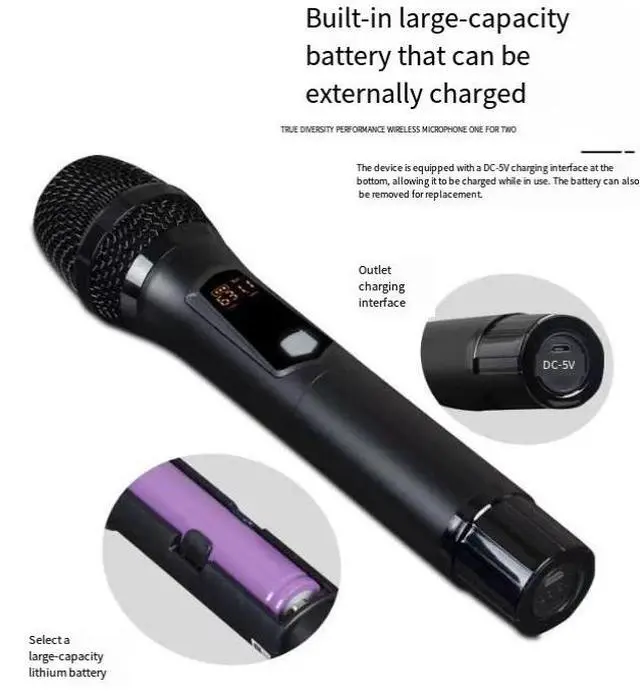 Alt view image 3 of 5 - One-to-two extension for telephone receiver Sectional FM home KTV stage wedding and conference audio equipment wireless microphone