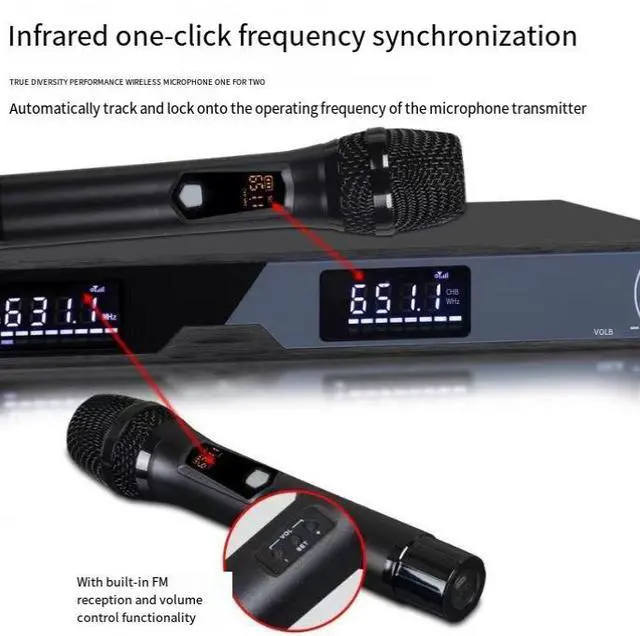 Alt view image 4 of 5 - One-to-two extension for telephone receiver Sectional FM home KTV stage wedding and conference audio equipment wireless microphone