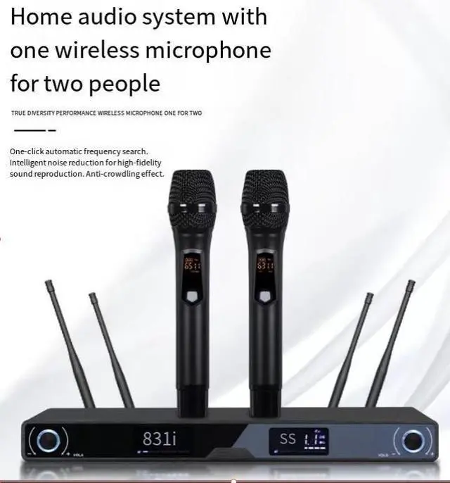 Alt view image 5 of 5 - One-to-two extension for telephone receiver Sectional FM home KTV stage wedding and conference audio equipment wireless microphone