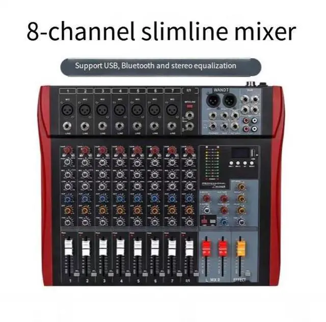 Main image of 8-channel 12-channel professional mixing console, USB Bluetooth reverberation, stage, bar, concert, KTV audio control console, mixing console f4